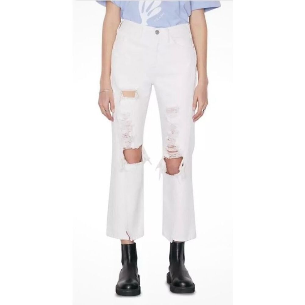 Frame Le Jane High Rise Straight Fit Jean in Cream NWT Size 24
